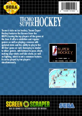 Tecmo Super Hockey (USA) box cover back